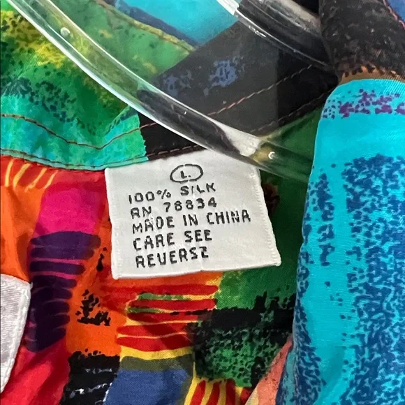 🌴vacation pick🌴Men's Silk Multicolor Patchwork Shirt - Picture 3 of 4